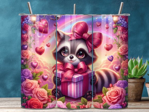 3D Cute Raccoon Valentine Tumbler Wraps Review