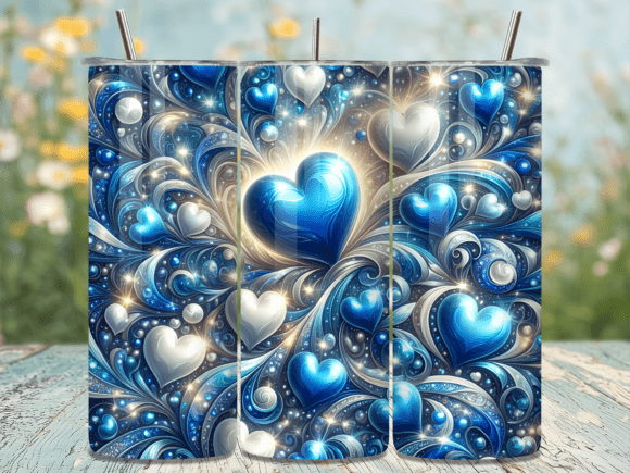Blue Hearts Abstract Valentine Tumbler Wraps Review