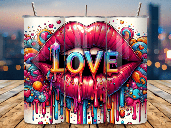 Colorful Drip Lip Love Valentine Tumbler Wraps Review