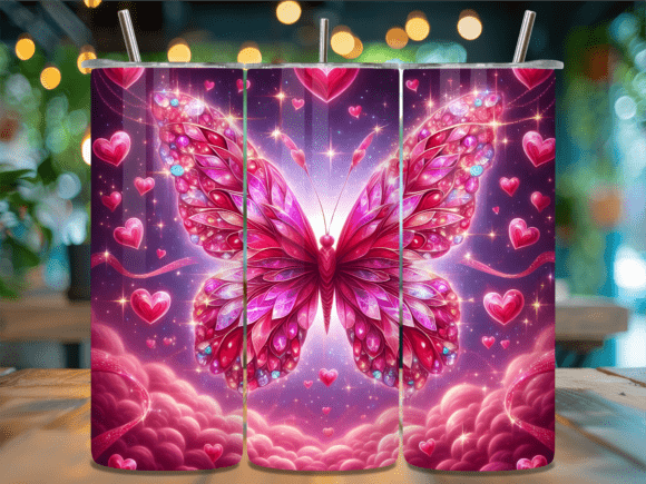 Cristal Pink Heart Butterfly Tumbler PNG Review