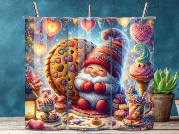 Cute Cookie Gnome Valentine Tumbler Wraps