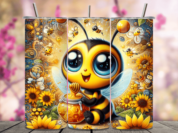 Cute Kawaii Bumble Bee Tumbler Wrap PNG Review