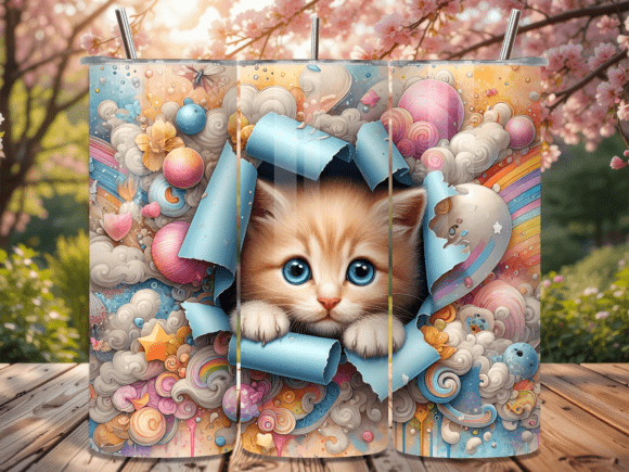 Cute Peeking Kitten Pastel Tumbler Wrap Review