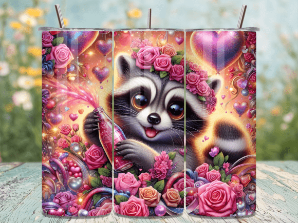 Floral Raccoon Sparkle Valentine Tumbler Wraps Review