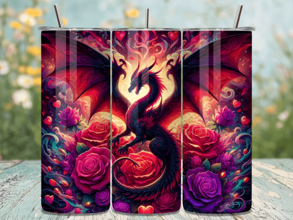 Gothic Rose Dragon Valentine Tumbler Wraps