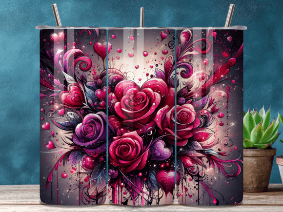 Gothic Rose Heart Valentine Tumbler Wrap