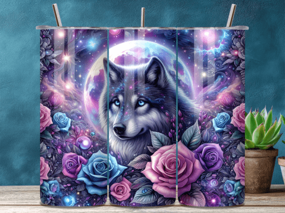 Moon Wolf Galaxy Roses Tumbler Wrap Review