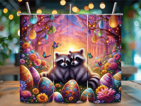 Raccoon Couple Garden Valentine Tumbler Wraps