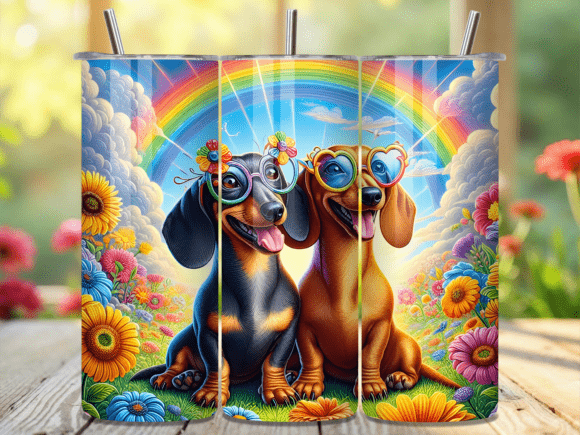 Rainbow Floral Dachshund Pup Tumbler Wraps Review