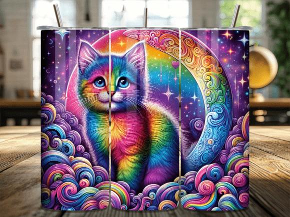 Rainbow Galaxy Moon Cat 20oz Tumbler Wraps Review