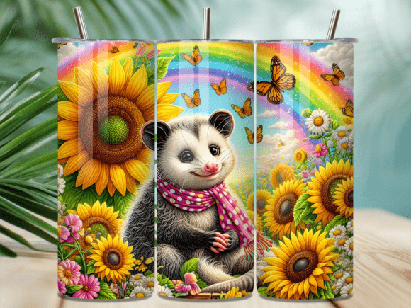 Rainbow Sunflower Happy Opossum Tumbler Wrap Review