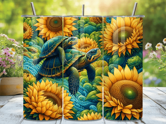 Sunflower Sea Turtle Floral Tumbler Wraps Review