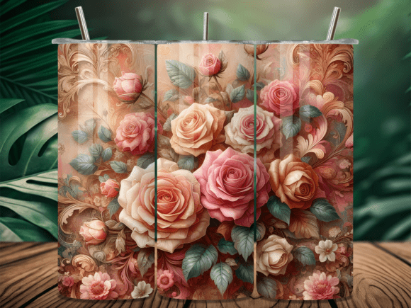 Vintage Floral Valentine Tumbler Wraps